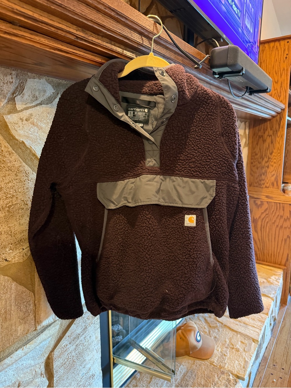 Carhartt Brown Teddy Sherpa Pullover with Gray Trim